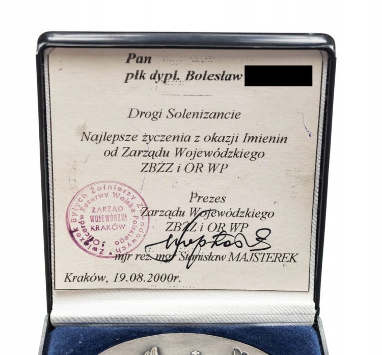 MEDAL ZWIĄZEK BYŁYCH ŻOŁNIERZY ZAWODOWYCH, KRAKÓW 2000