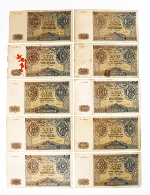 ZESTAW BANKNOTÓW POLSKICH 100 ZŁ 1941 (NR 25)