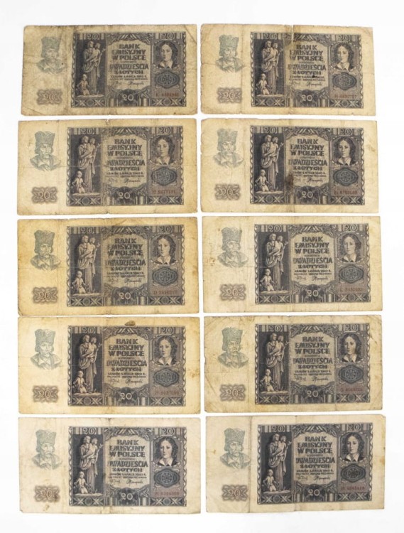 ZESTAW BANKNOTÓW POLSKICH 20 ZŁ 1940 (NR 23)