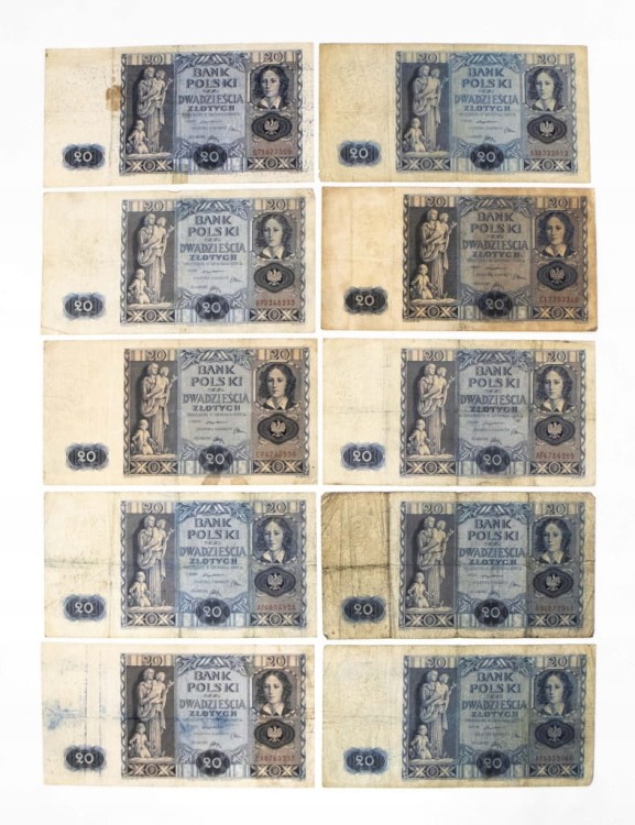 ZESTAW BANKNOTÓW POLSKICH 20 ZŁ 1936 (NR 22)