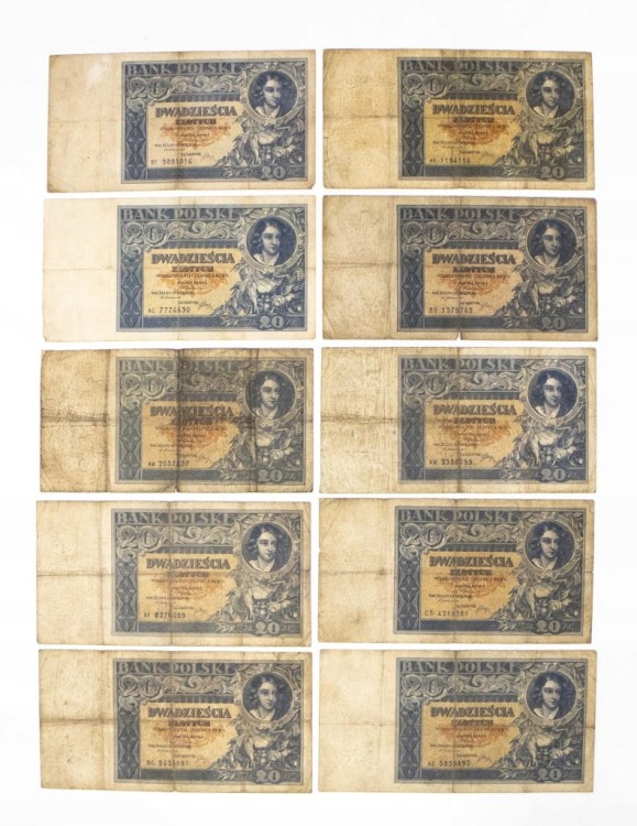 ZESTAW BANKNOTÓW POLSKICH 20 ZŁ 1931 (NR 21)