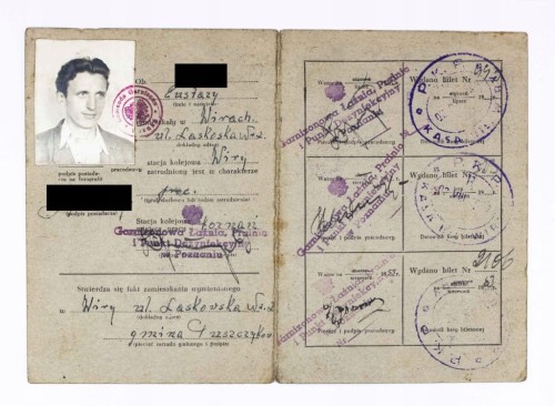 KSIĄŻECZKA BILETOWA PRACOWNIKÓW KOLEI PKP, WIRY (GMINA PUSZCZYKOWO) 1953