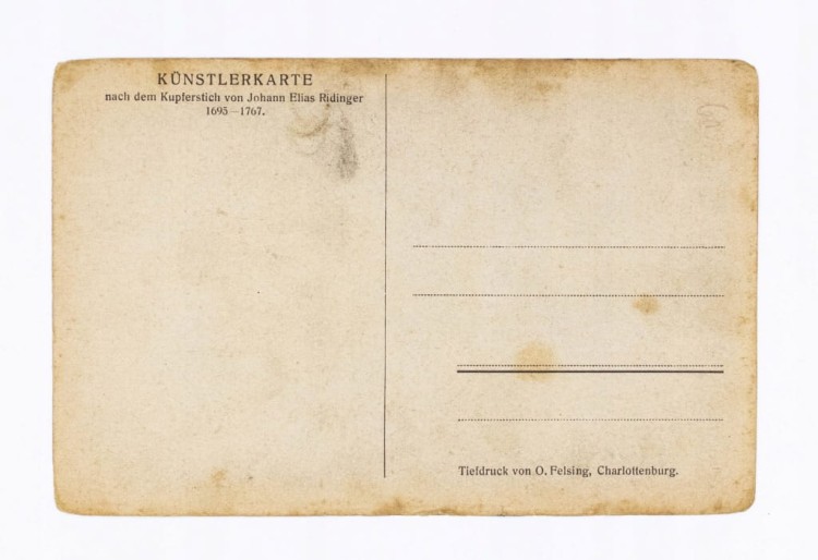 STARA POCZTÓWKA MYŚLIWSKA - J. E. RIDINGER l. 30/40