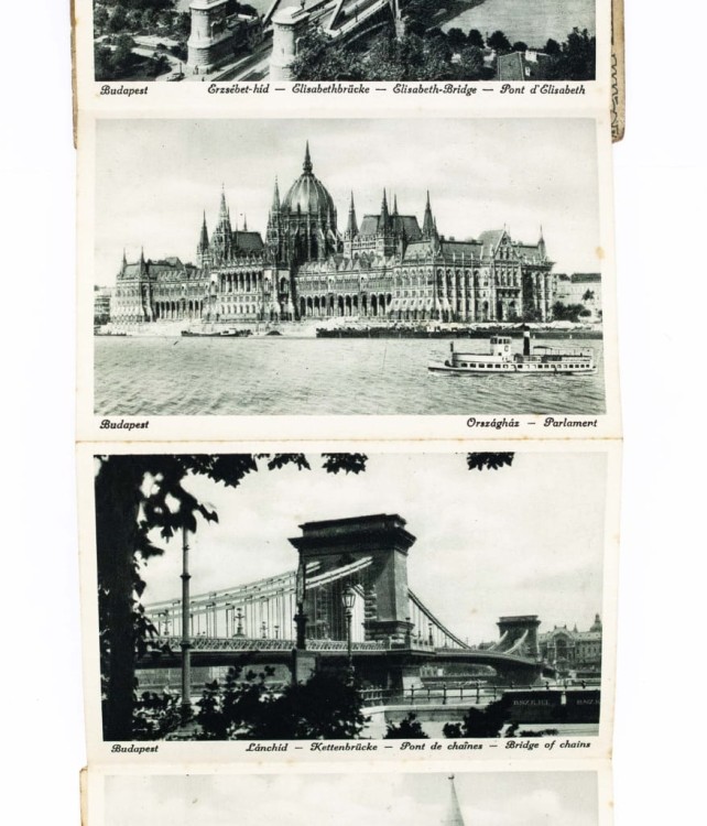 STARA POCZTÓWKA Z WIDOKAMI MIASTA BUDAPESZT, WĘGRY l. 30/40
