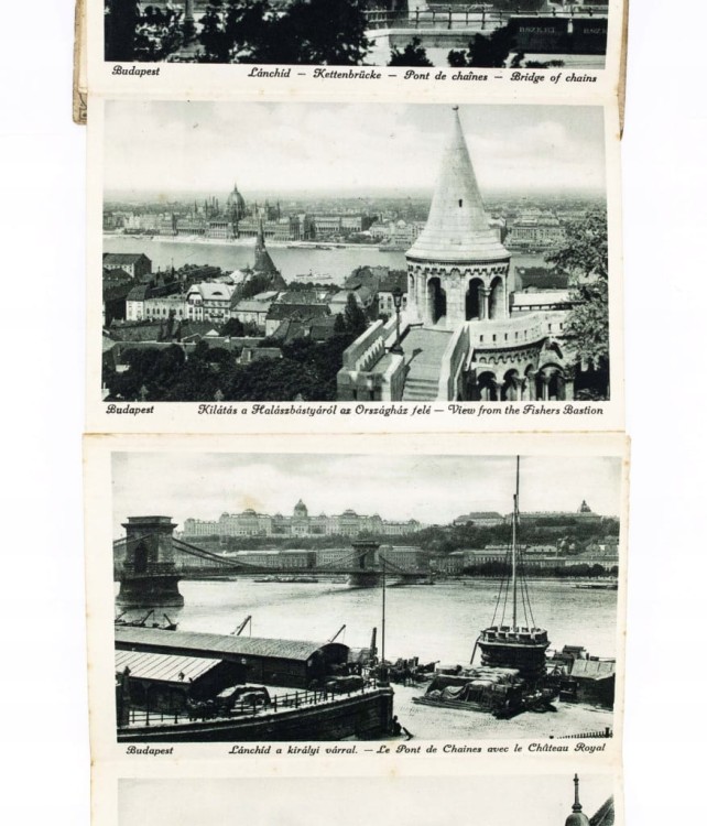 STARA POCZTÓWKA Z WIDOKAMI MIASTA BUDAPESZT, WĘGRY l. 30/40