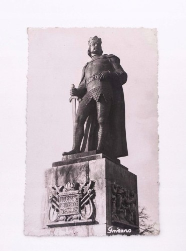 STARA FOTOGRAFIA - POMNIK BOLESŁAWA CHROBREGO, GNIEZNO II RP