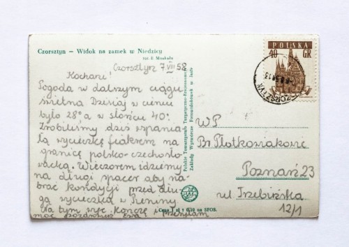 CZORSZTYN - WIDOK NA ZAMEK W NIEDZICY 1958