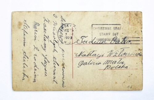 STARA POCZTÓWKA BOŻONARODZENIOWA - JERSEY / ZŁOCZÓW 1923