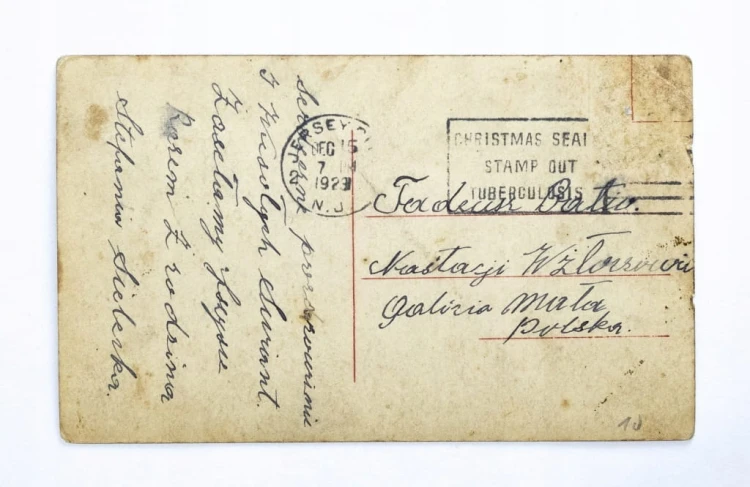 STARA POCZTÓWKA BOŻONARODZENIOWA - JERSEY / ZŁOCZÓW 1923