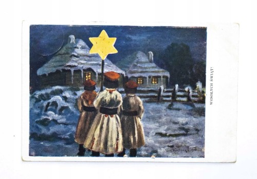 STARA POCZTÓWKA BOŻONARODZENIOWA - KRASNYSTAW / TESŁUCHÓW 1938