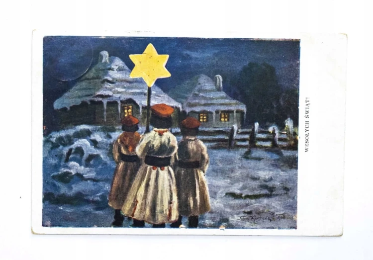 STARA POCZTÓWKA BOŻONARODZENIOWA - KRASNYSTAW / TESŁUCHÓW 1938
