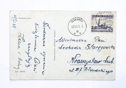 STARA POCZTÓWKA BOŻONARODZENIOWA - KRASNYSTAW / TESŁUCHÓW 1938