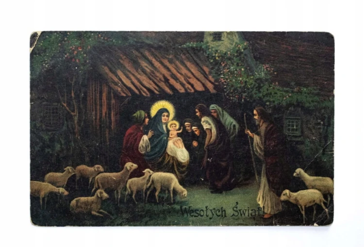 STARA POCZTÓWKA BOŻONARODZENIOWA - DYSPOZYTOR RUCHU, STACJA CZEREMCHA 1924