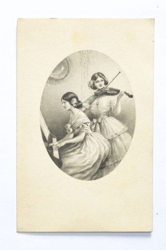 POCZTÓWKA KOBIETY Z INSTRUMENTAMI, 7 KOMP. 28 BATALION POZNAŃ / GŁOGÓW 1917