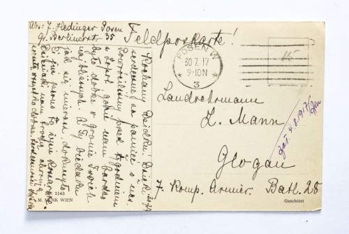 POCZTÓWKA KOBIETY Z INSTRUMENTAMI, 7 KOMP. 28 BATALION POZNAŃ / GŁOGÓW 1917