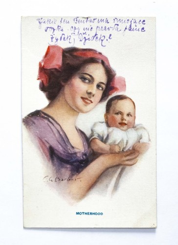 STARA POCZTÓWKA - MAMA Z DZIECKIEM, POZNAŃ 1917