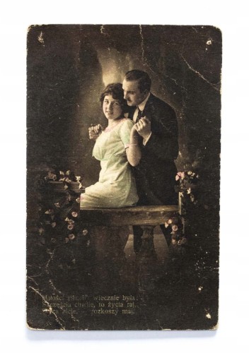 STARA POCZTÓWKA - KOBIETA Z MĘŻCZYZNĄ, OSTRZESZÓW / OSTRÓW WLKP 1916
