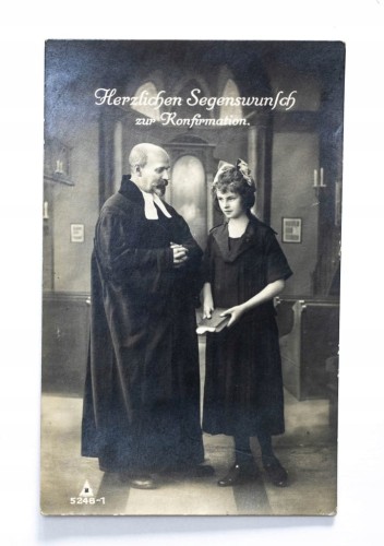 STARA POCZTÓWKA - KONFIRMACJA DZIEWCZYNKI, ŚMIGIEL 1928