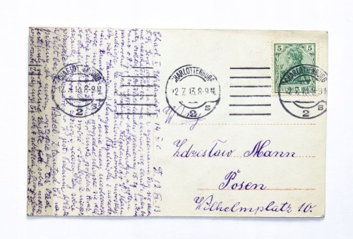 STARA POCZTÓWKA - KOBIETA W SUKNI, CHARTLOTTENBURG / POZNAŃ 1913