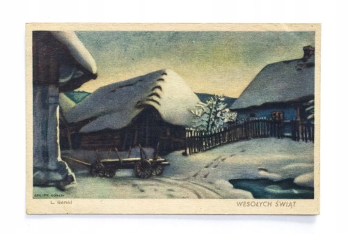 STARA POCZTÓWKA BOŻONARODZENIOWA - CZĘSTOCHOWA 1946