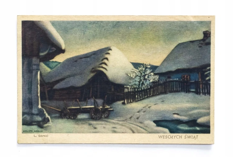 STARA POCZTÓWKA BOŻONARODZENIOWA - CZĘSTOCHOWA 1946