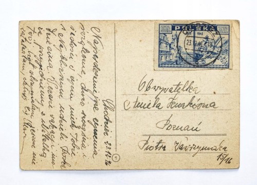 STARA POCZTÓWKA BOŻONARODZENIOWA - CHODZIEŻ / POZNAŃ 1946