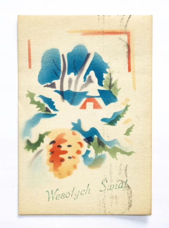 STARA POCZTÓWKA BOŻONARODZENIOWA - BRZEG / STARGARD SZCZECIŃSKI 1955