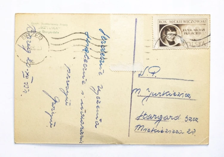 STARA POCZTÓWKA BOŻONARODZENIOWA - BRZEG / STARGARD SZCZECIŃSKI 1955