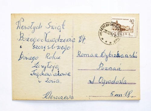 STARA POCZTÓWKA BOŻONARODZENIOWA - KLESZCZEWO / POZNAŃ 1967