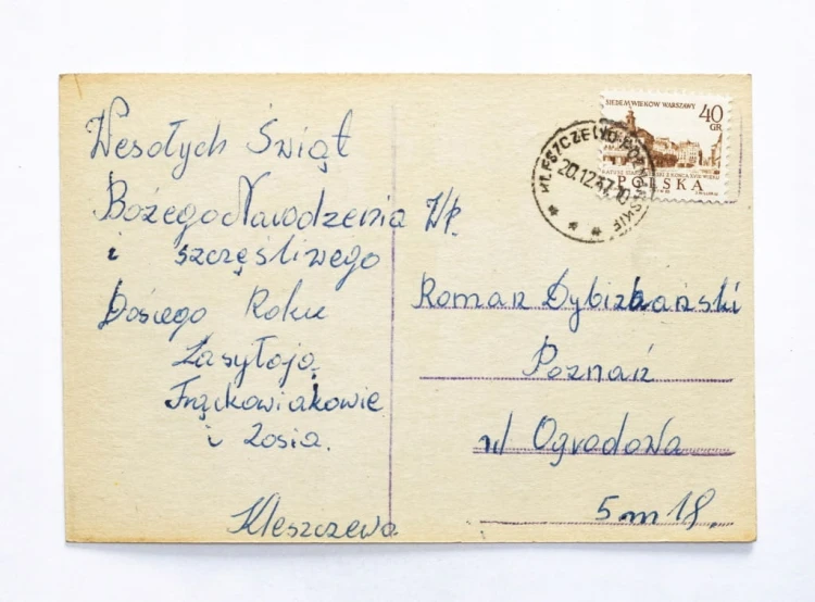 STARA POCZTÓWKA BOŻONARODZENIOWA - KLESZCZEWO / POZNAŃ 1967