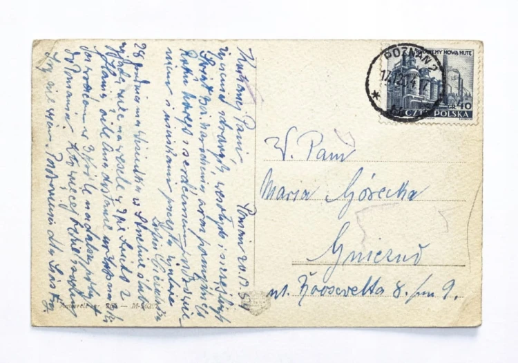 STARA POCZTÓWKA BOŻONARODZENIOWA - POZNAŃ / GNIEZNO 1954