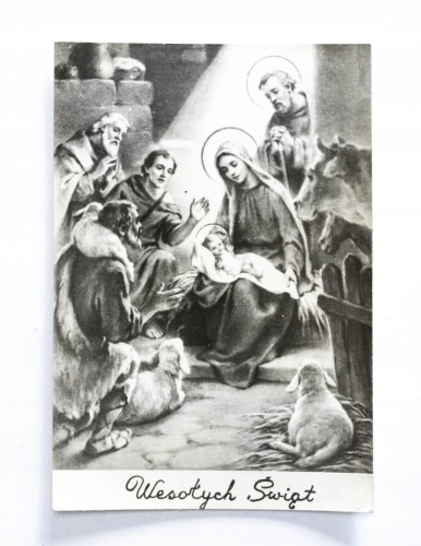 STARA POCZTÓWKA BOŻONARODZENIOWA - NARODZINY JEZUSA l. 50/60