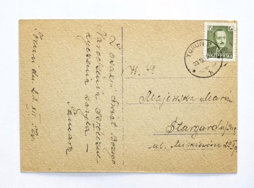 STARA POCZTÓWKA BOŻONARODZENIOWA - TORUŃ / STARGARD 1952