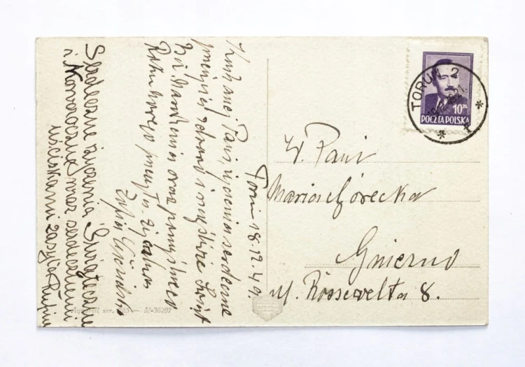 STARA POCZTÓWKA BOŻONARODZENIOWA - TORUŃ / GNIEZNO 1949