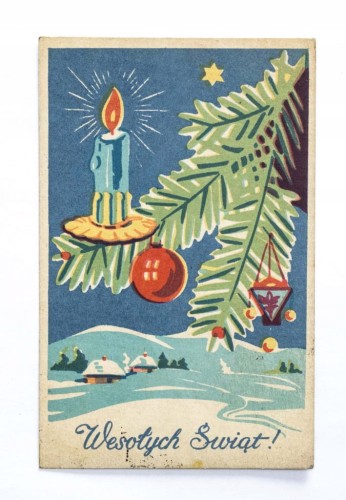 STARA POCZTÓWKA BOŻONARODZENIOWA - ZABRZE / OPOLE 1946