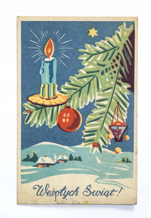STARA POCZTÓWKA BOŻONARODZENIOWA - ZABRZE / OPOLE 1946