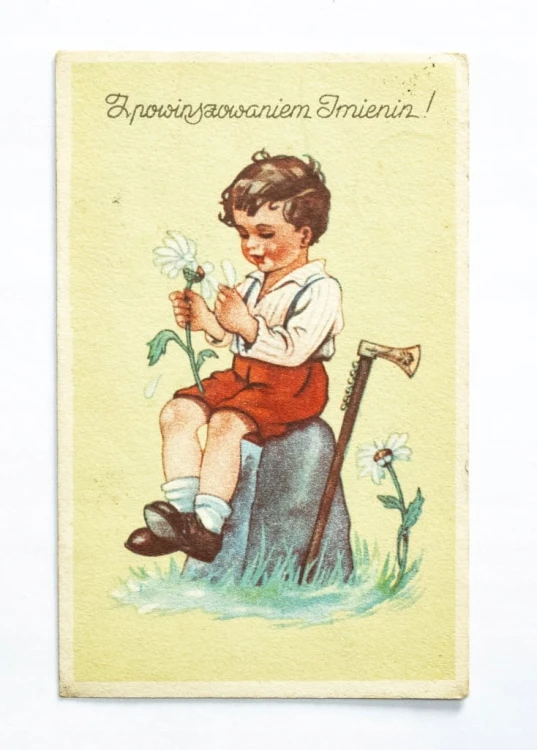 STARA POCZTÓWKA IMIENINOWA - SZLICHTYNGOWA / ŚMIGIEL l. 40/50