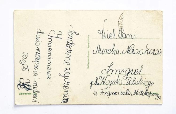 STARA POCZTÓWKA IMIENINOWA - SZLICHTYNGOWA / ŚMIGIEL l. 40/50