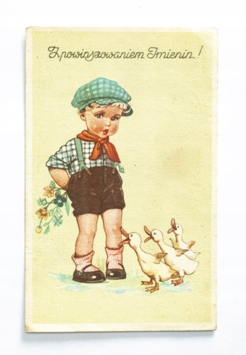 STARA POCZTÓWKA IMIENINOWA - SZLICHTYNGOWA / ŚMIGIEL l. 40/50