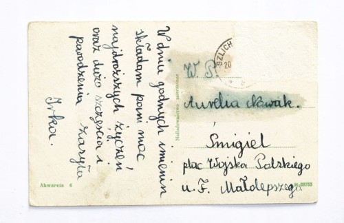 STARA POCZTÓWKA IMIENINOWA - SZLICHTYNGOWA / ŚMIGIEL l. 40/50