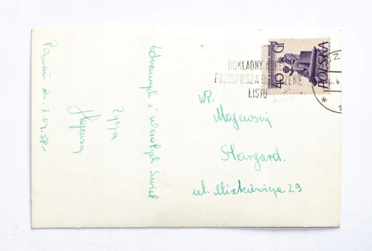 STARA POCZTÓWKA WIELKANOCNA - POZNAŃ / STARGARD 1958
