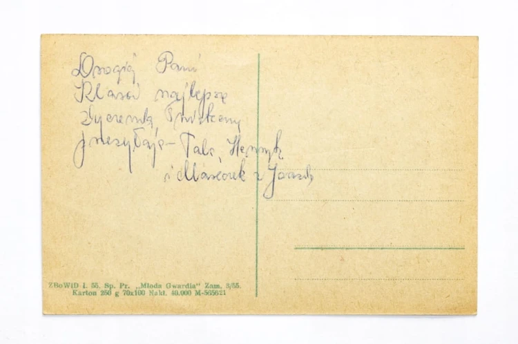 STARA POCZTÓWKA WIELKANOCNA - ZAJĄCE Z PISANKAMI l. 50