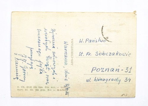 STARA POCZTÓWKA WIELKANOCNA - WARSZAWA / POZNAŃ 1955