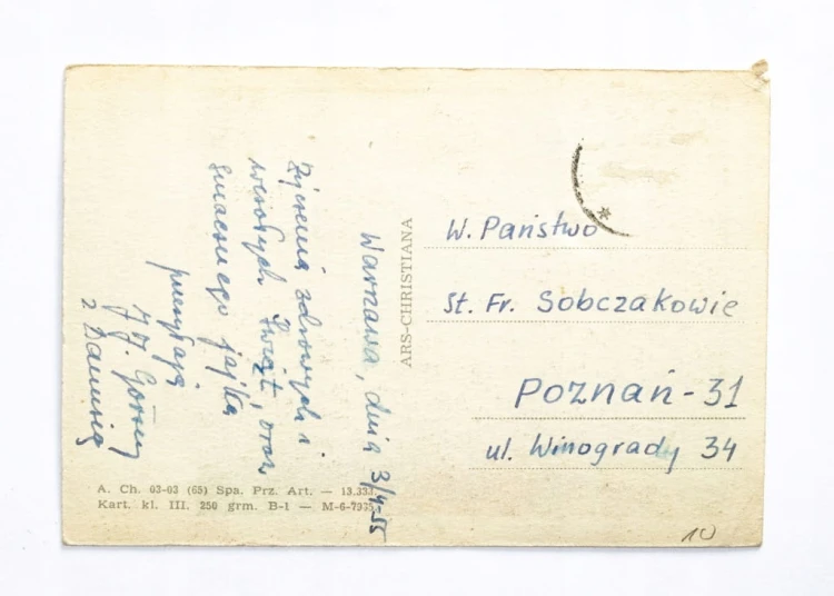 STARA POCZTÓWKA WIELKANOCNA - WARSZAWA / POZNAŃ 1955
