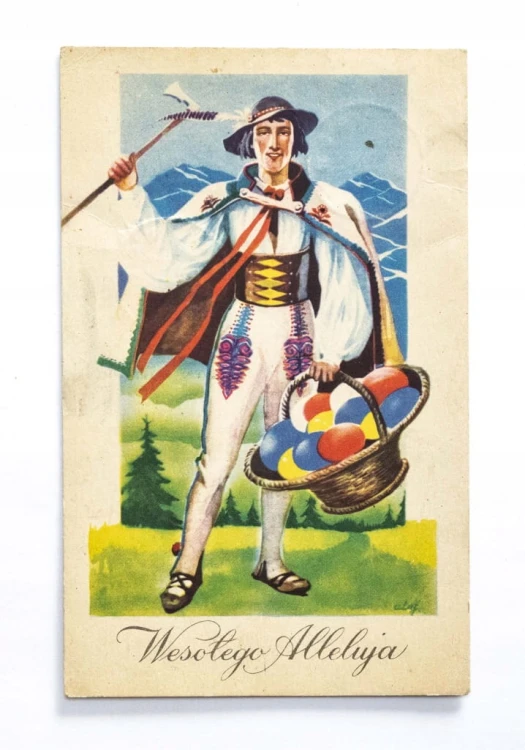 STARA POCZTÓWKA WIELKANOCNA - GDAŃSK, OLIWA / ŚWIECIE 1949