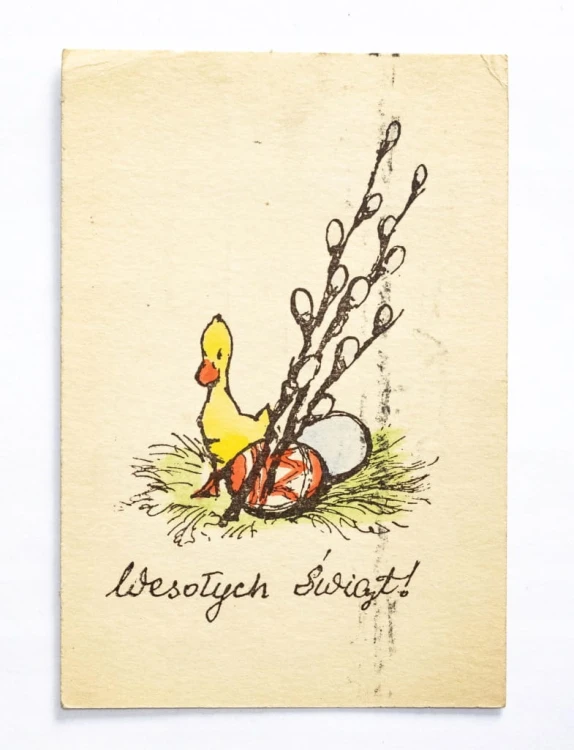 STARA POCZTÓWKA WIELKANOCNA - BRZEG / STARGARD SZCZECIŃSKI 1956