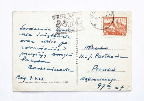 STARA POCZTÓWKA WIELKANOCNA - BYDGOSZCZ / POZNAŃ 1963