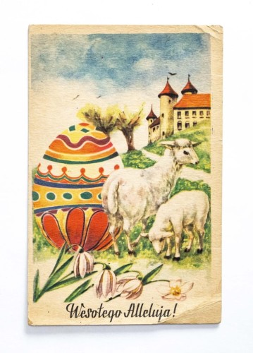 STARA POCZTÓWKA WIELKANOCNA - KISZKOWO / INOWROCŁAW 1949