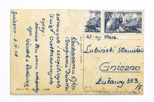 STARA POCZTÓWKA WIELKANOCNA - GNIEZNO 1958