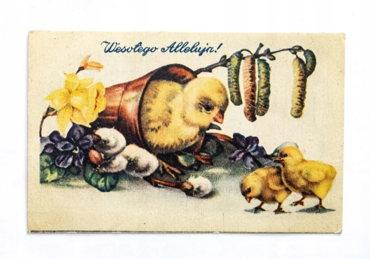 STARA POCZTÓWKA WIELKANOCNA - LUBLIN / KRASNYSTAW 1949